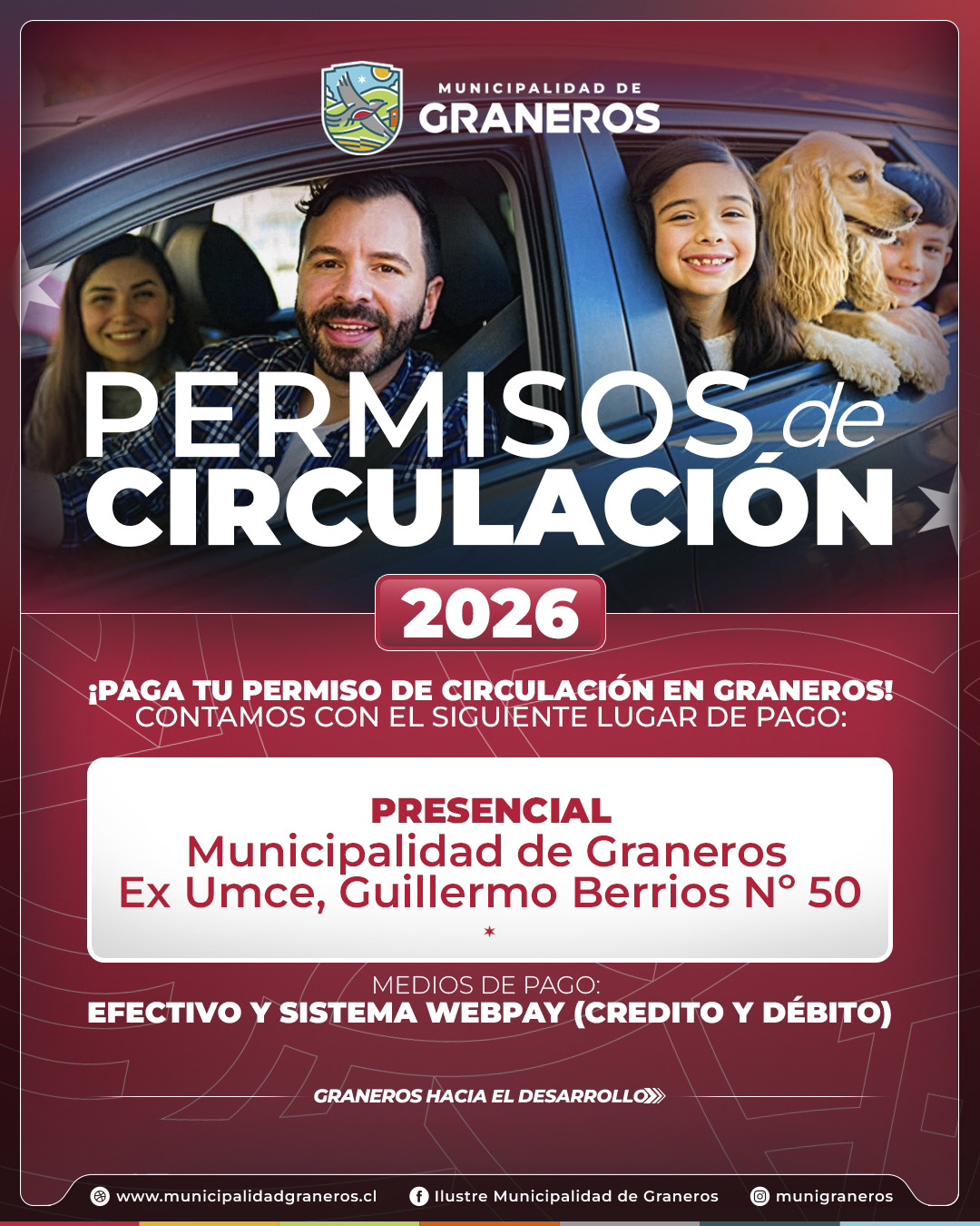 GRANEROS INICIA ANTICIPADAMENTE PAGO DEL PERMISO DE CIRCULACIÓN 2026